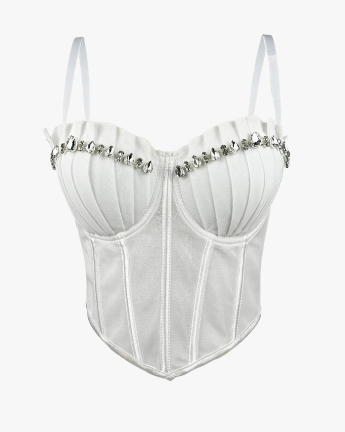 Corset bustier soirée sur fond studio gris clair