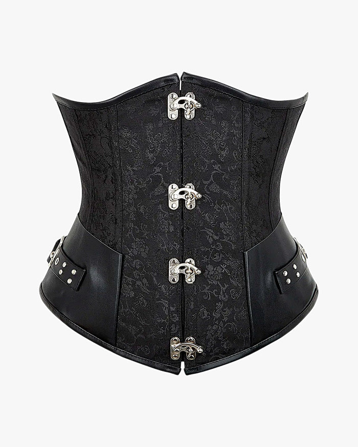 Corset gothique grande taille sur fond studio gris clair