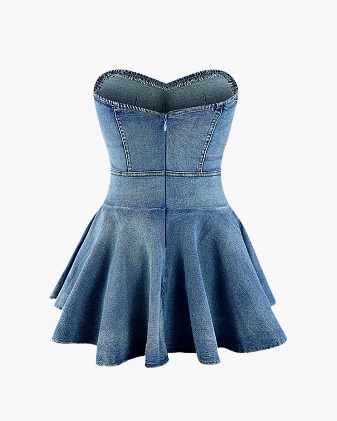 Zoom sur le détail du robe corset jean