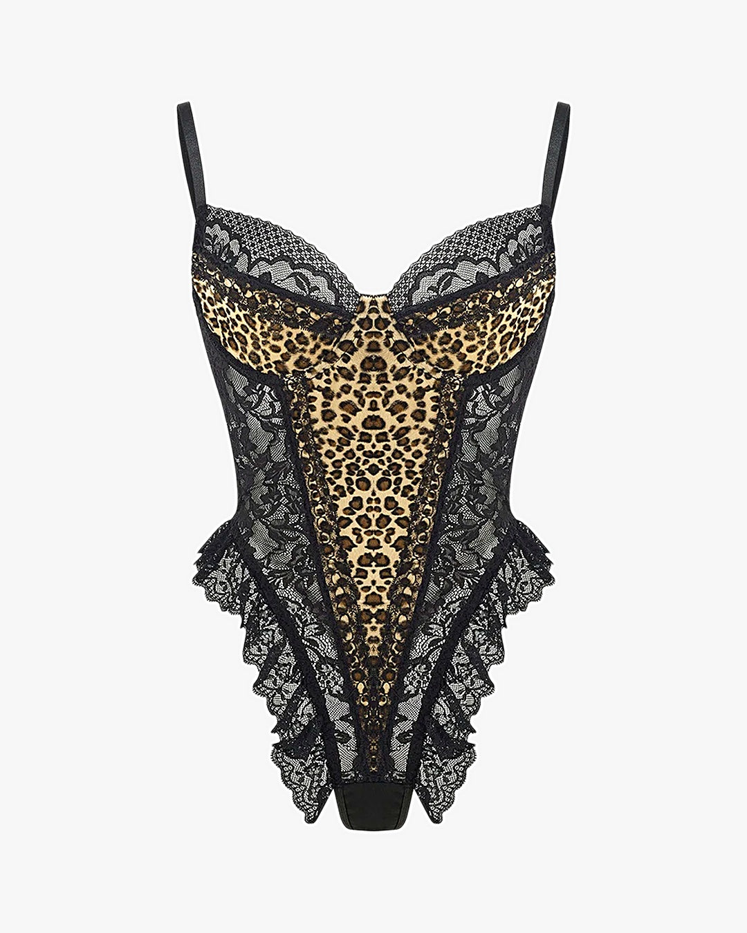 Body corset dentelle sur fond studio gris clair