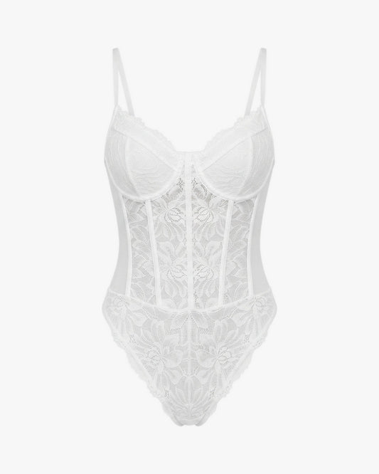 Body corset lingerie sur fond studio gris clair