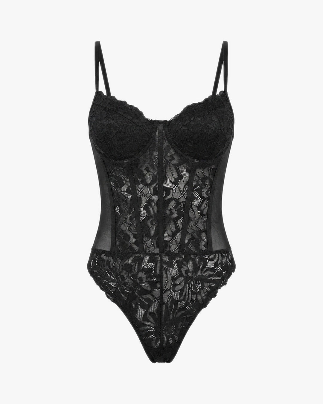 Body corset lingerie sur fond studio gris clair, vue 2