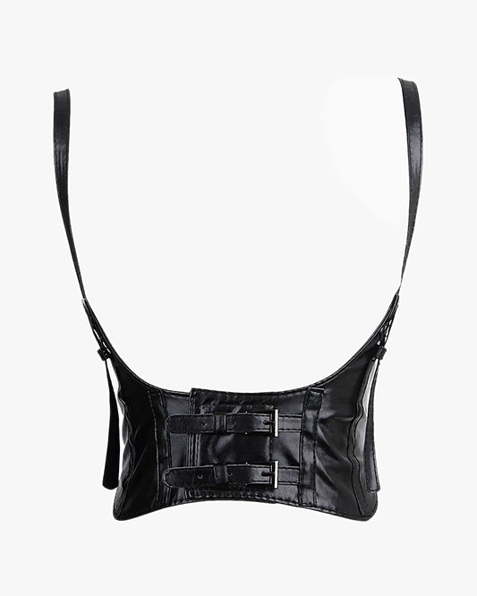 Ceinture corset bretelle sur fond studio gris clair