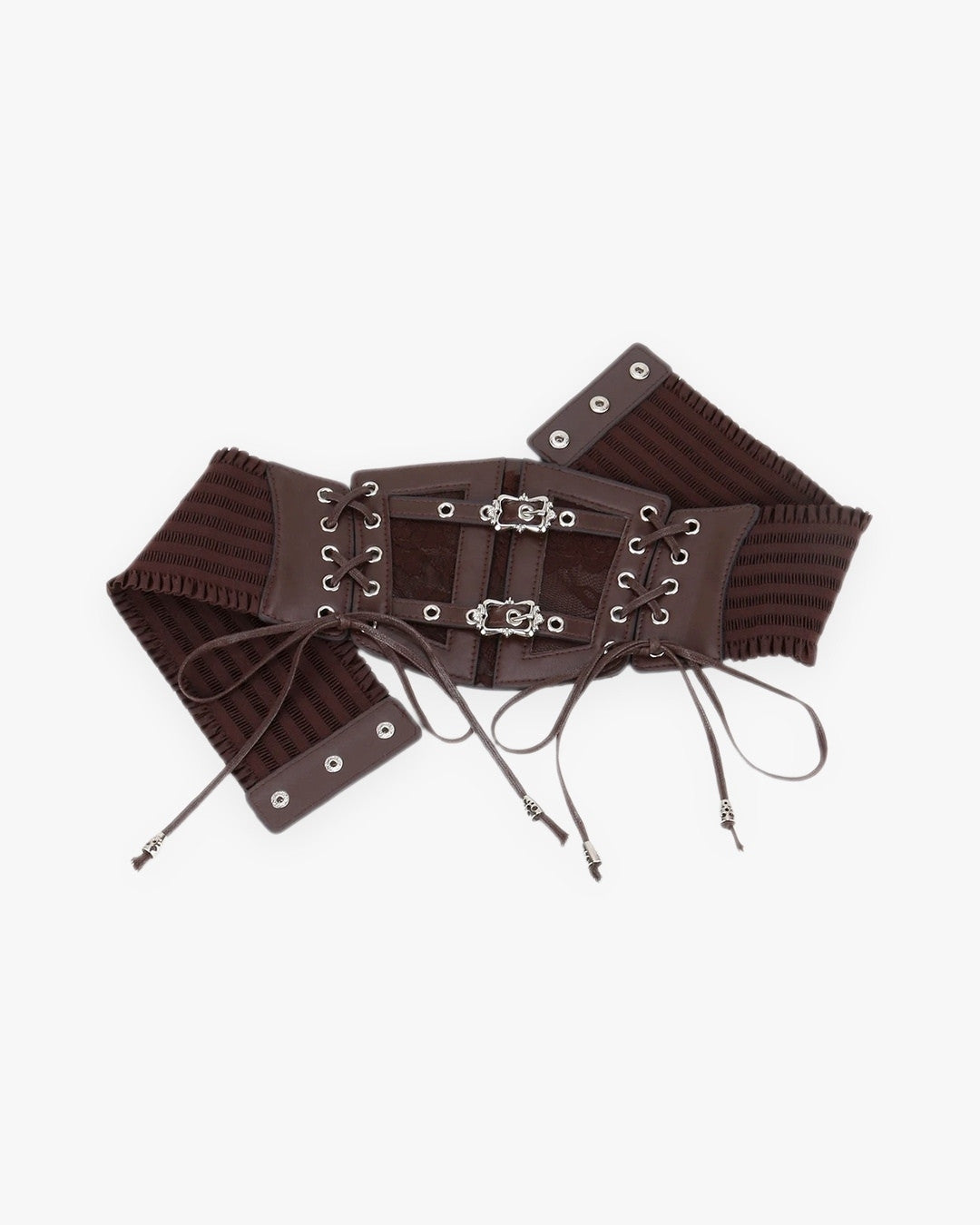 Zoom sur le détail du ceinture corset cuir, vue 2