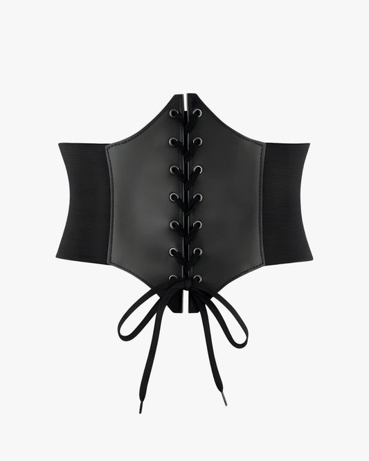 Ceinture corset grande taille sur fond studio gris clair