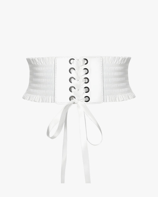 Ceinture corset pour robe sur fond studio gris clair