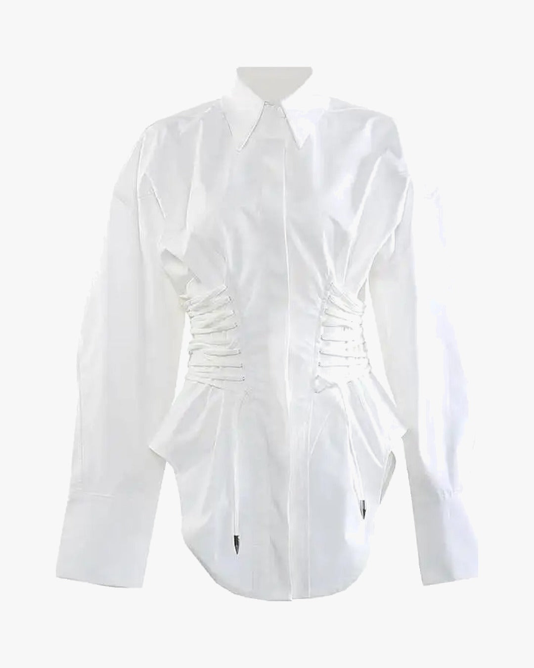 Chemise blanche corset à laçage, vue de face - Château Corset