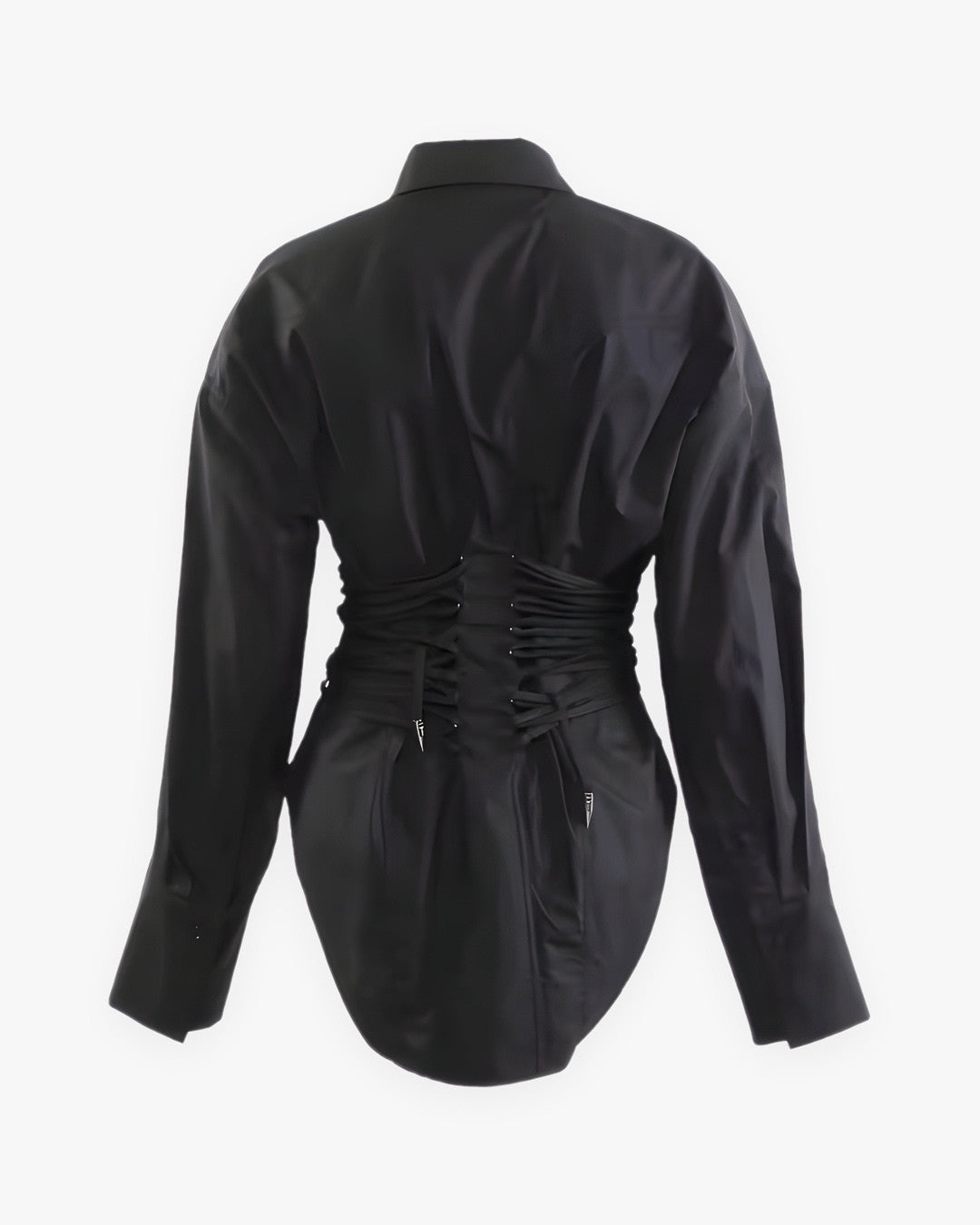 Zoom sur le détail du chemise noire corset, vue 2