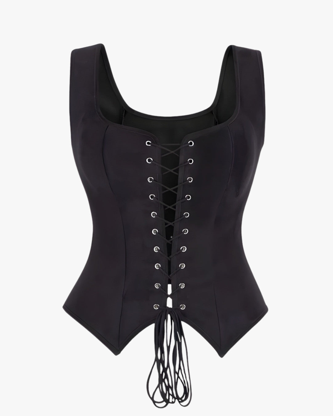 Corset a lacet sur fond studio gris clair, vue 2