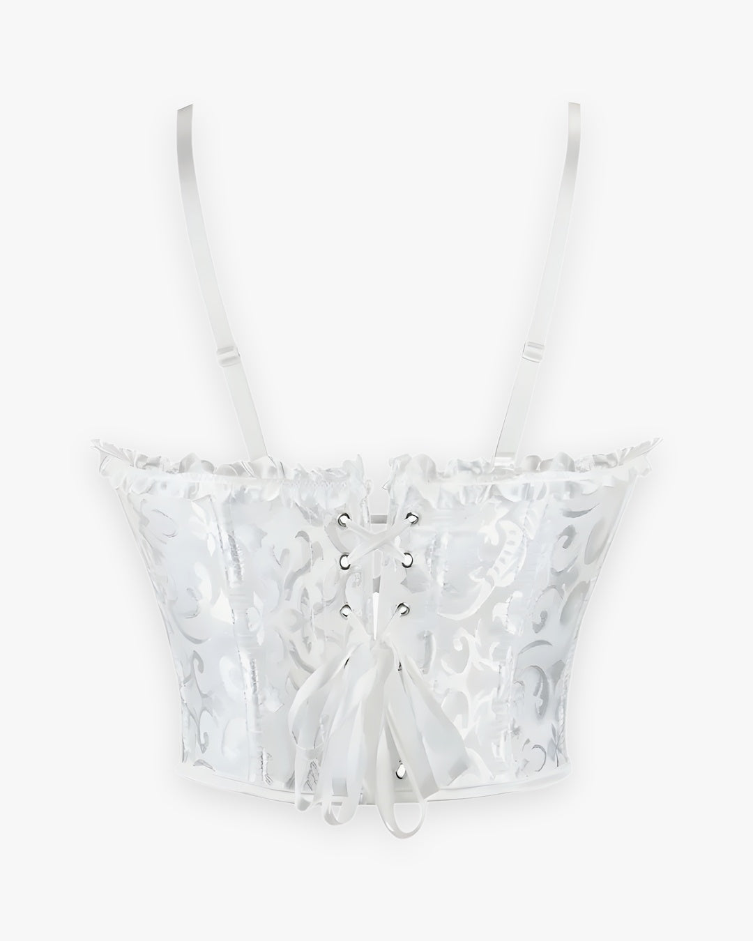 Zoom sur le détail du corset bretelle blanc