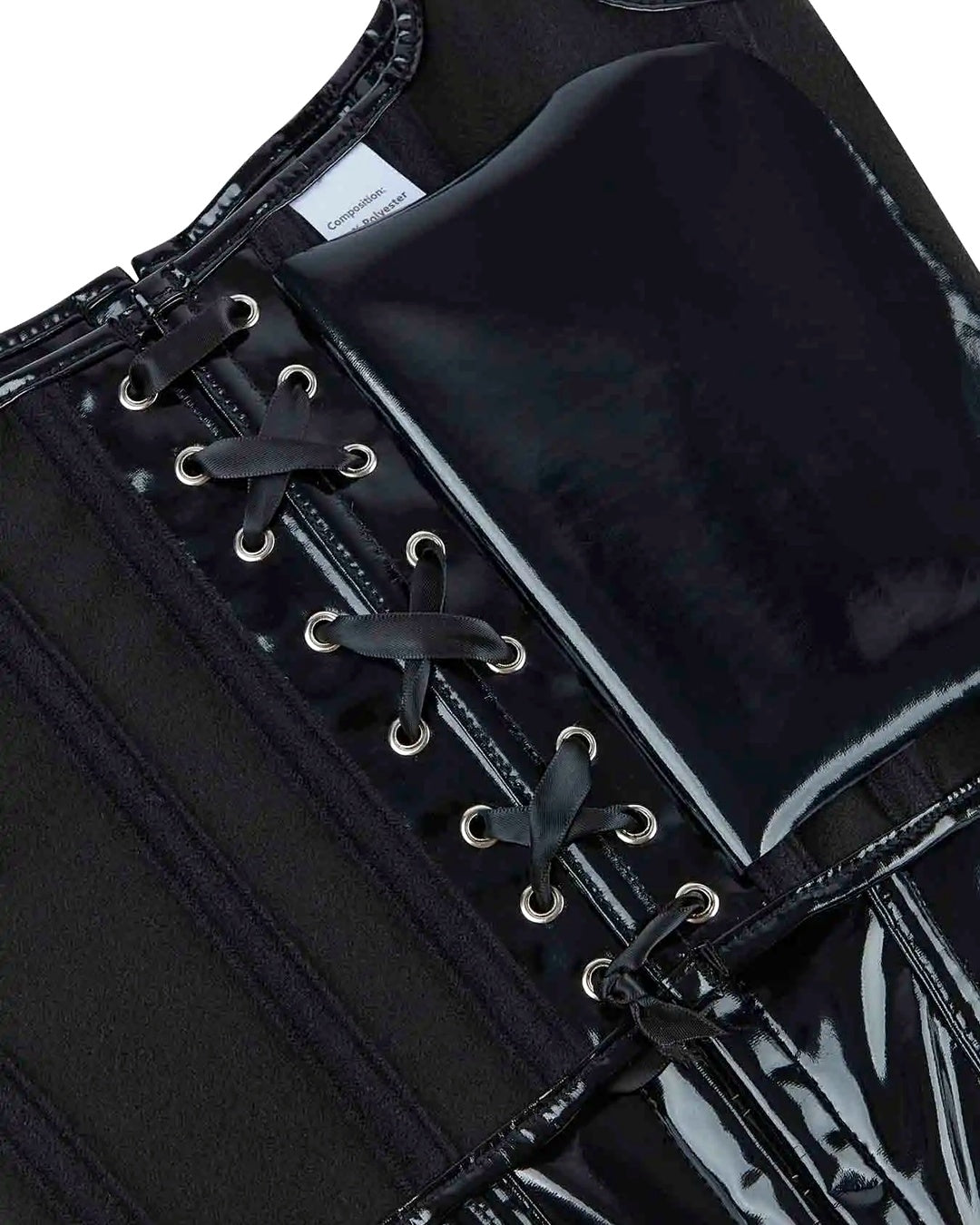 Zoom sur le détail du corset bustier cuir, vue 2