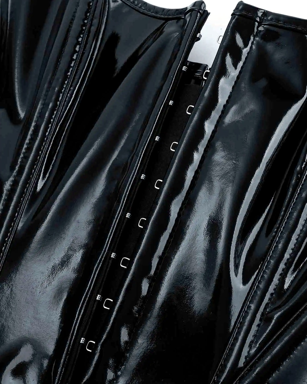 Zoom sur le détail du corset bustier cuir, vue 3