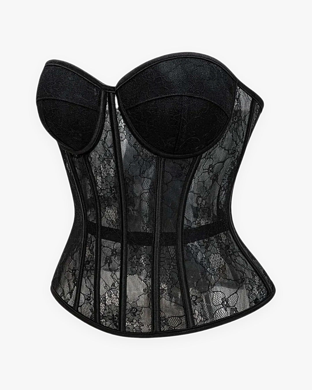 Zoom sur le détail du corset bustier dentelle