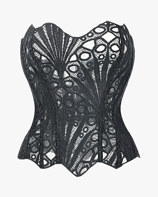 Corset bustier lingerie sur fond studio gris clair