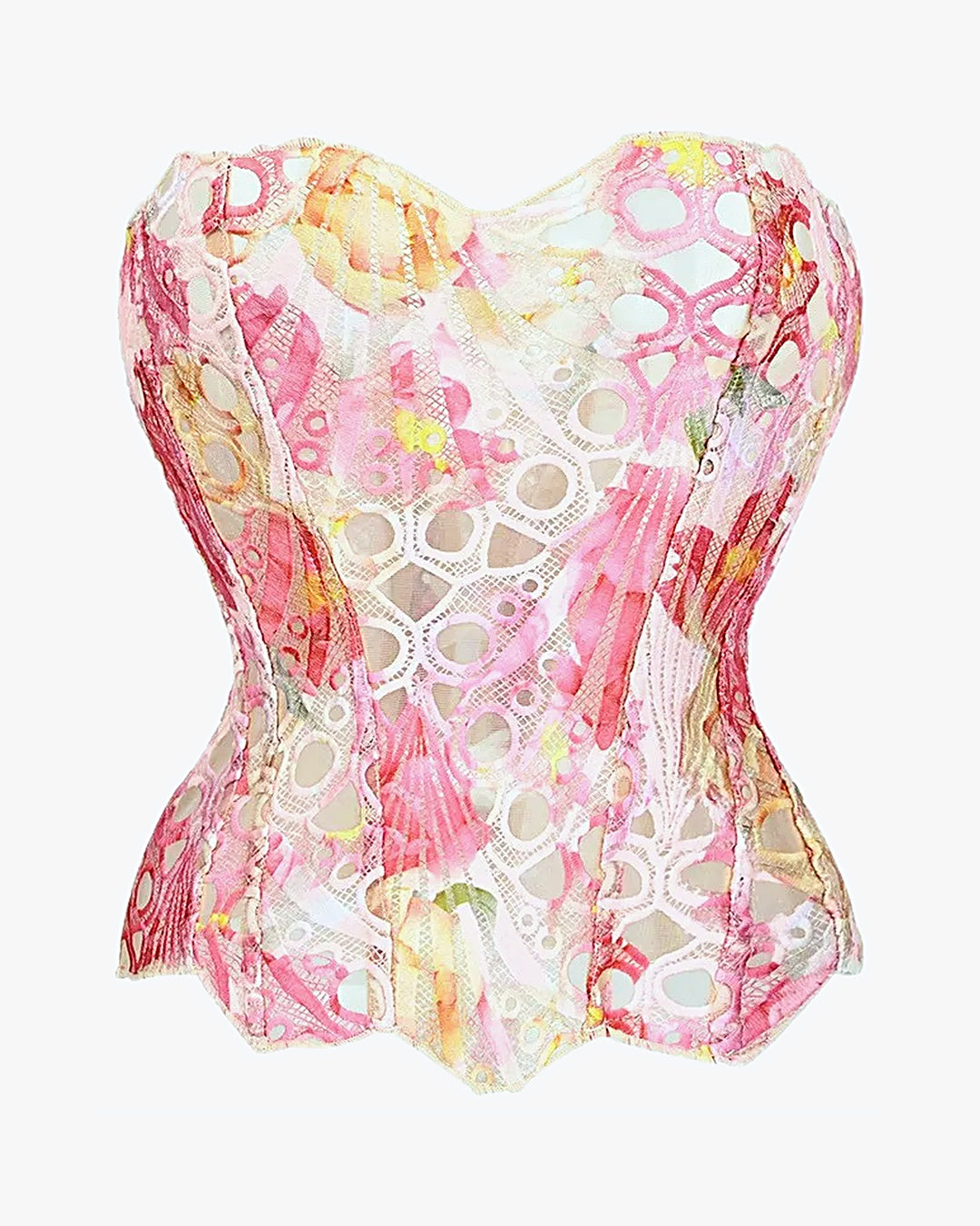 Corset bustier lingerie sur fond studio gris clair, vue 2