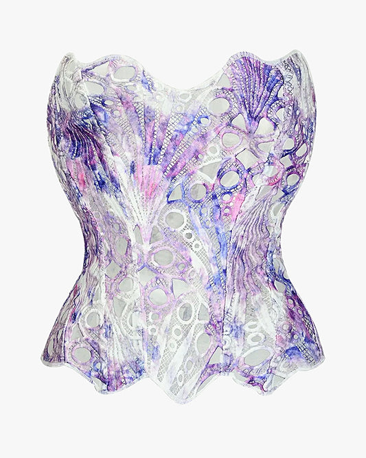 Corset bustier lingerie sur fond studio gris clair, vue 3