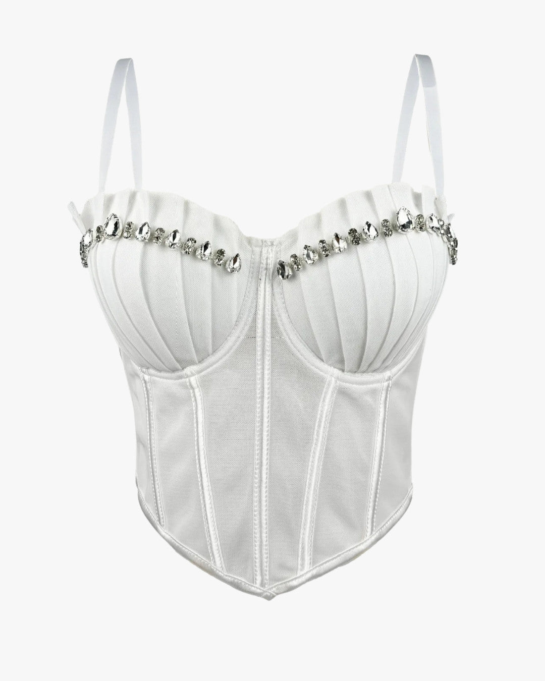 Corset bustier soirée sur fond studio gris clair