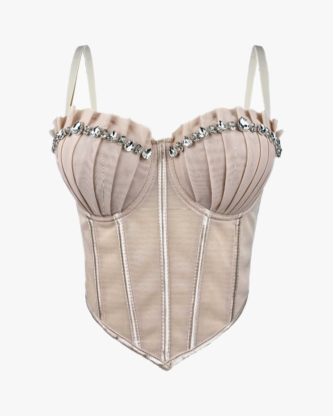 Corset bustier soirée sur fond studio gris clair, vue 3