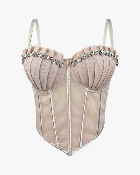 Corset bustier soirée sur fond studio gris clair, vue 3