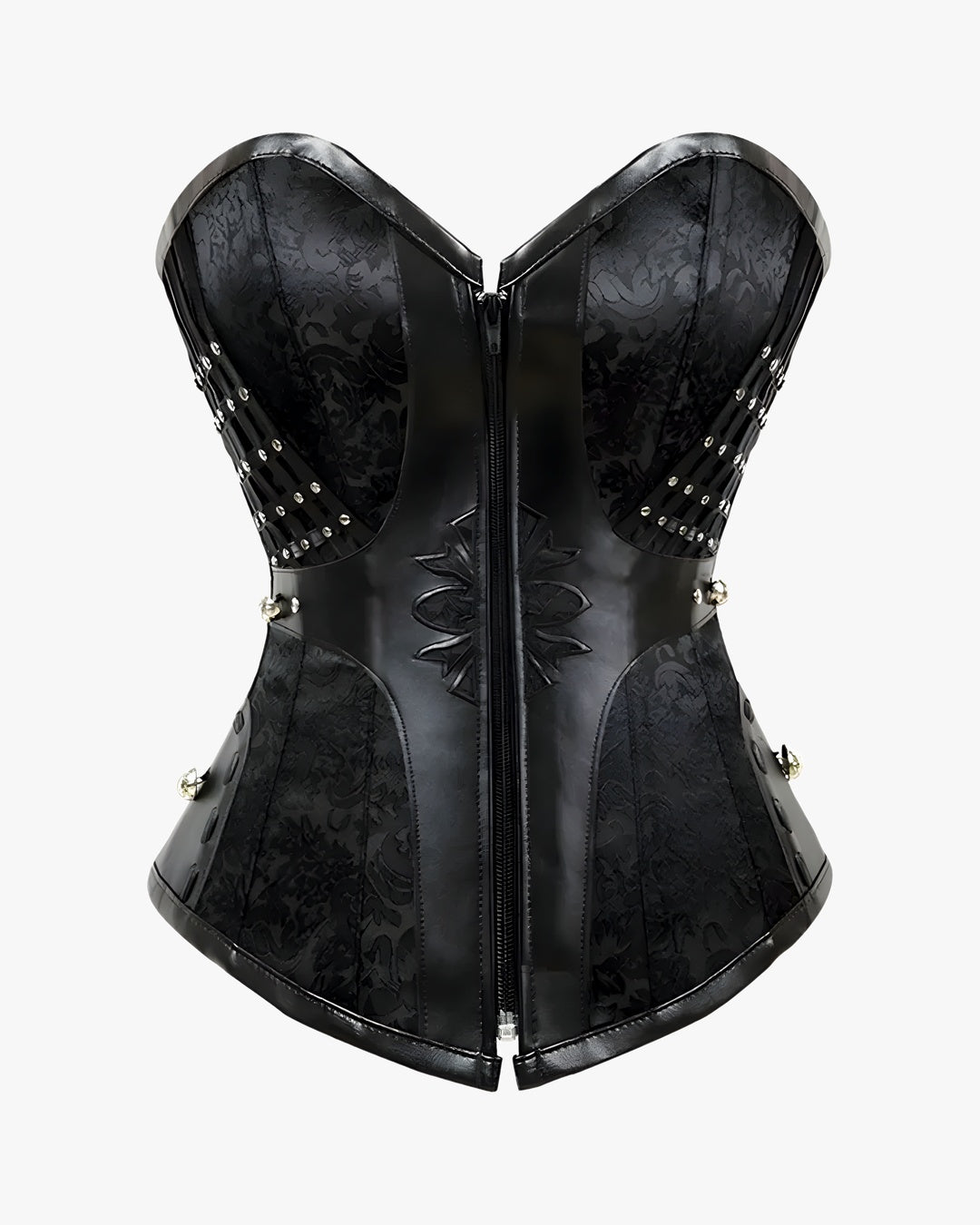 Corset bustier steampunk sur fond studio gris clair