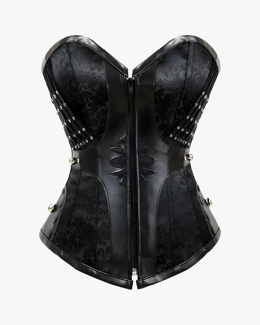 Corset bustier steampunk sur fond studio gris clair