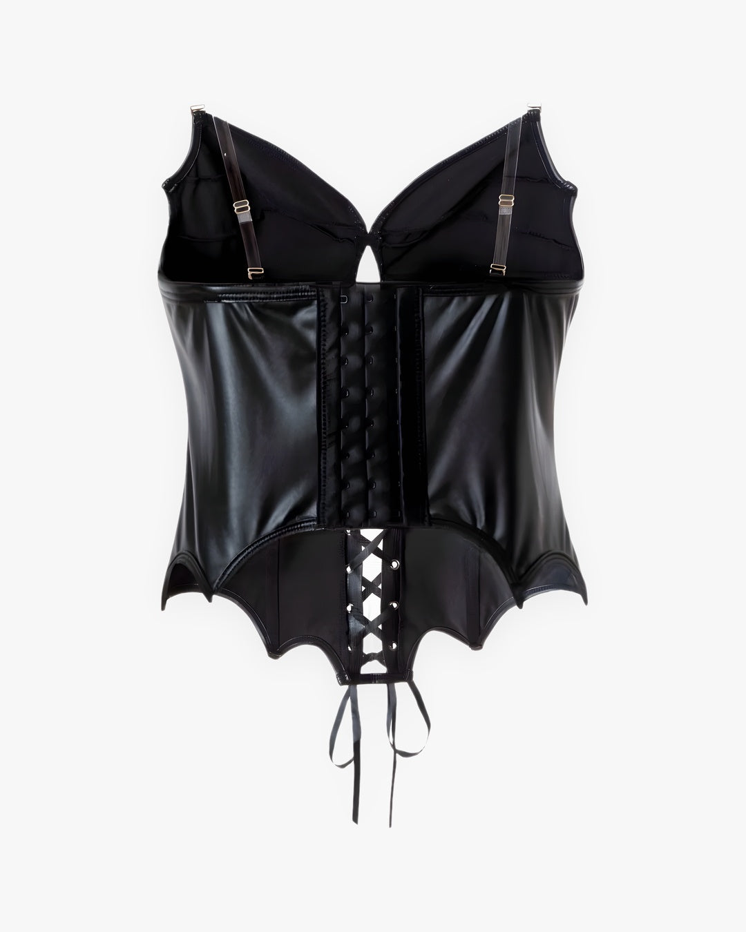 Zoom sur le détail du corset cuir lacet