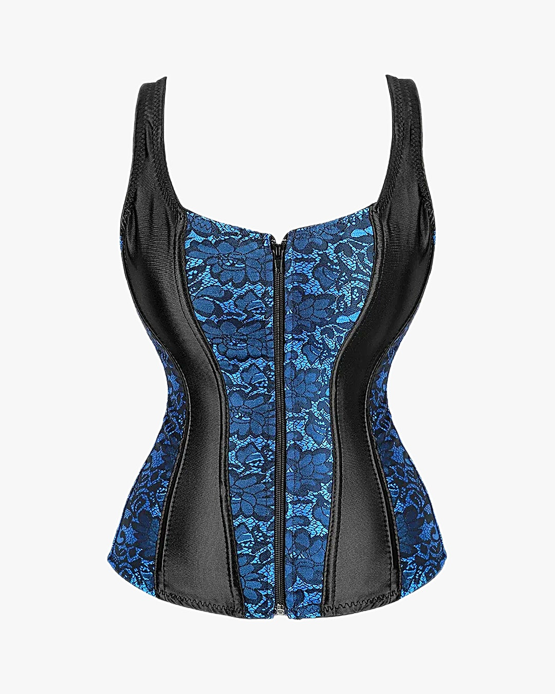 Corset gothique dentelle sur fond studio gris clair