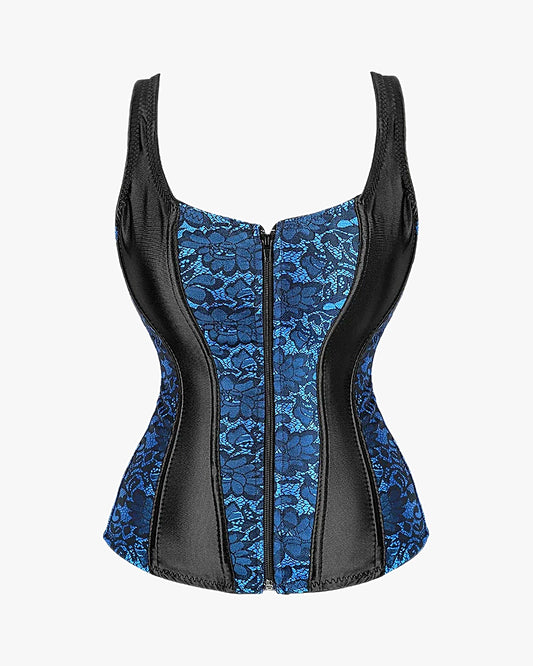 Corset gothique dentelle sur fond studio gris clair