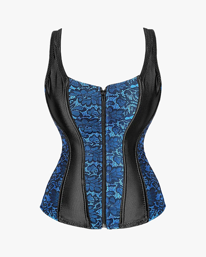 Corset gothique dentelle sur fond studio gris clair