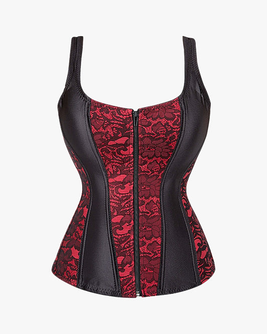 Corset gothique dentelle sur fond studio gris clair, vue 2