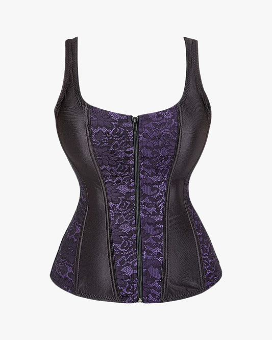 Corset gothique dentelle sur fond studio gris clair, vue 3
