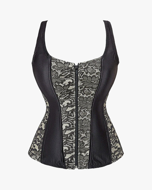 Corset gothique dentelle sur fond studio gris clair, vue 5