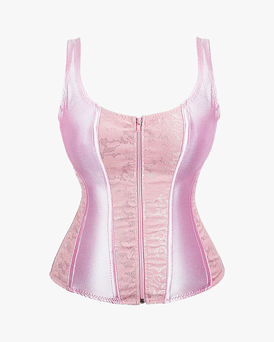 Corset gothique dentelle sur fond studio gris clair, vue 7