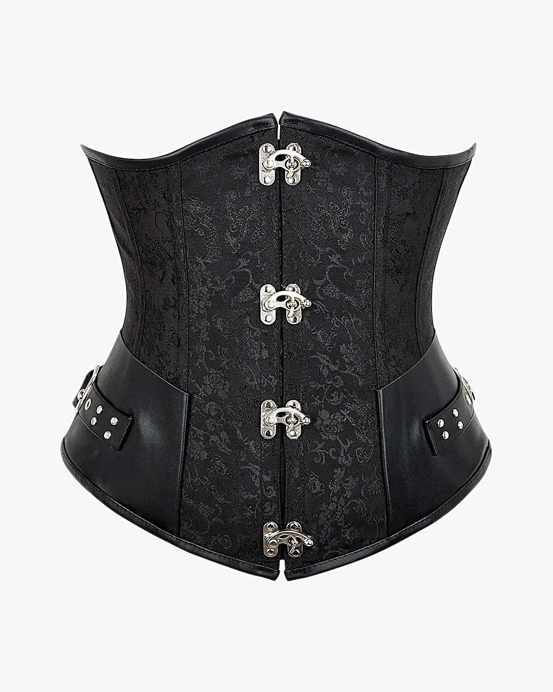 Corset gothique grande taille sur fond studio gris clair