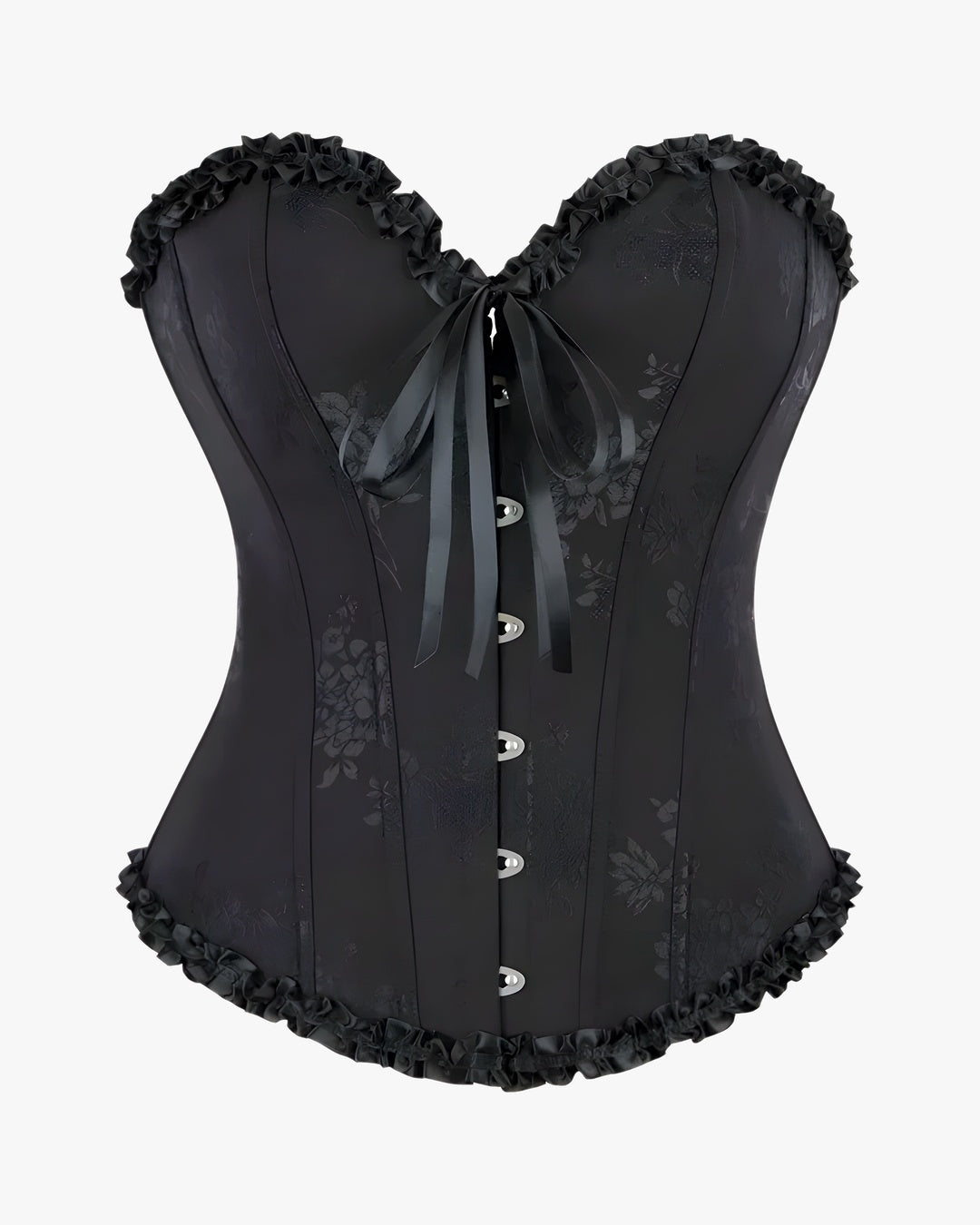 Corset habillé sur fond studio gris clair, vue 2