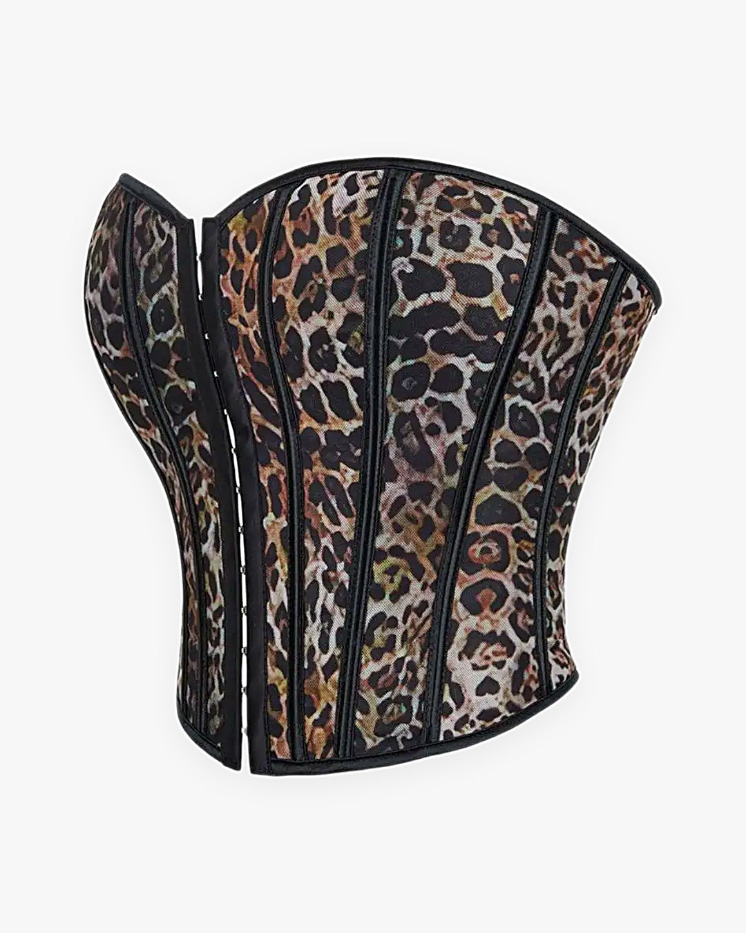 Zoom sur le détail du corset léopard