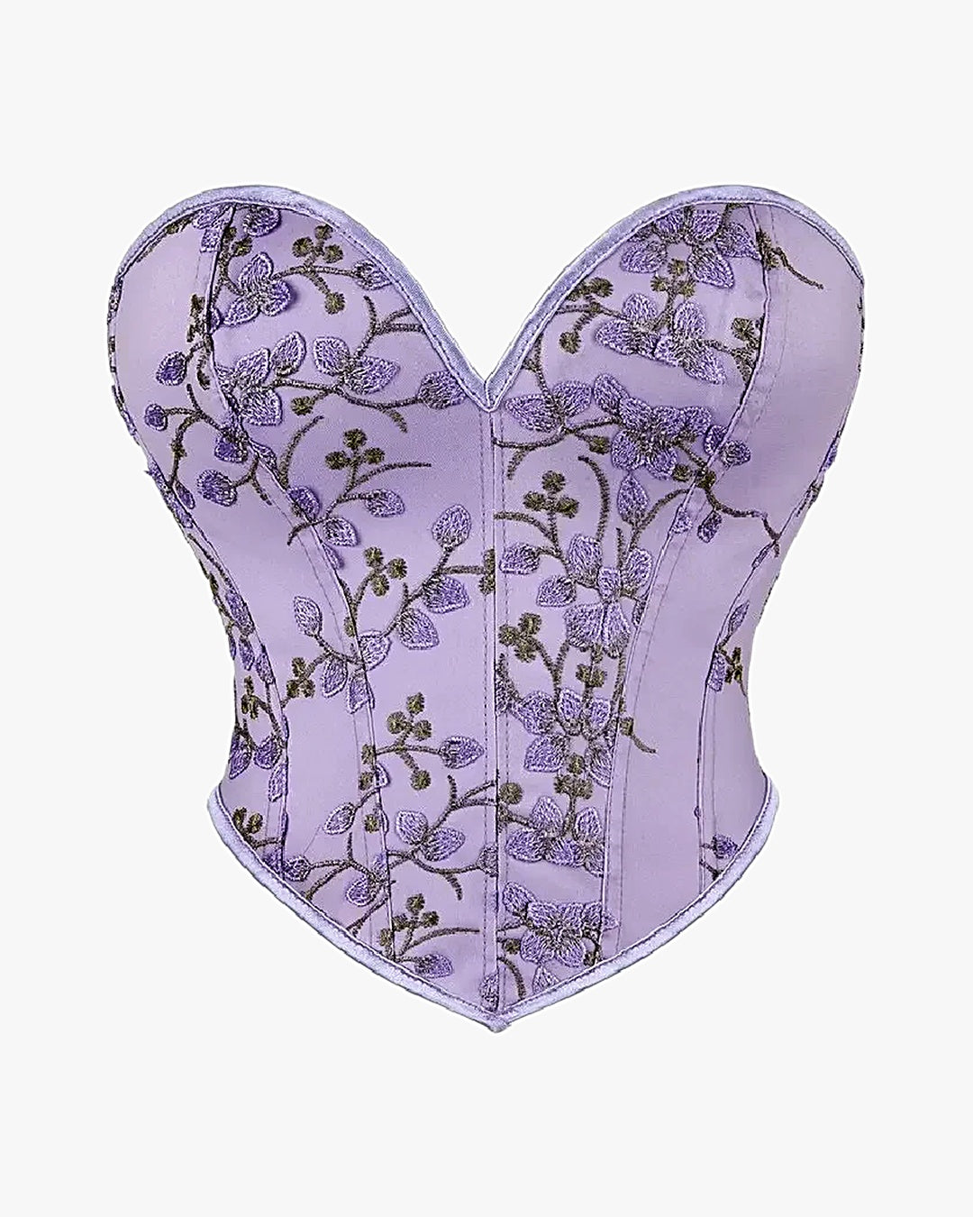 Corset lila sur fond studio gris clair