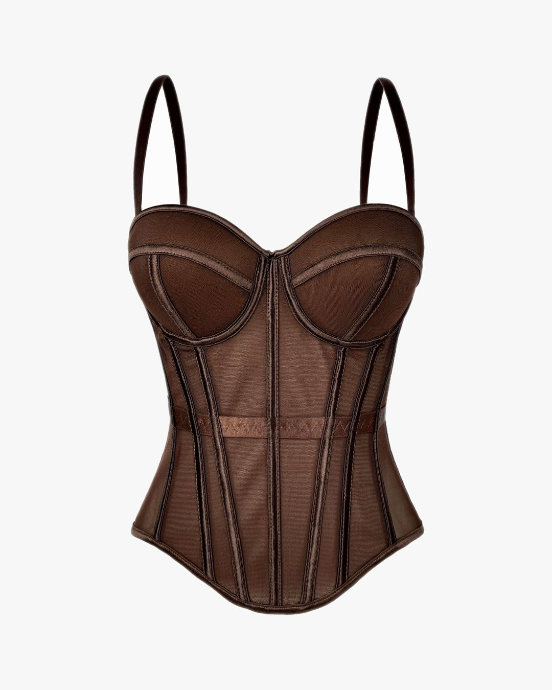 Corset lingerie sur fond studio gris clair