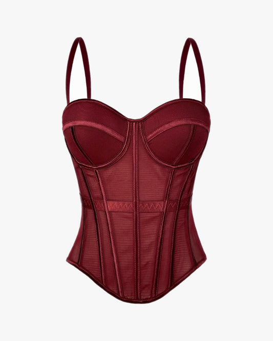 Corset lingerie sur fond studio gris clair, vue 2