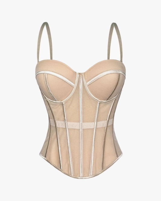 Corset lingerie sur fond studio gris clair, vue 3