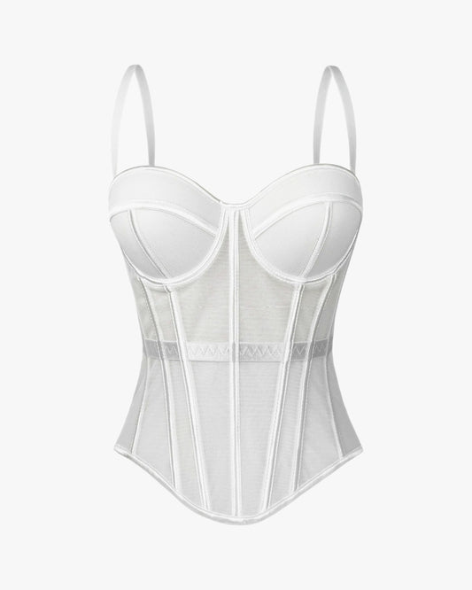 Corset lingerie sur fond studio gris clair, vue 4