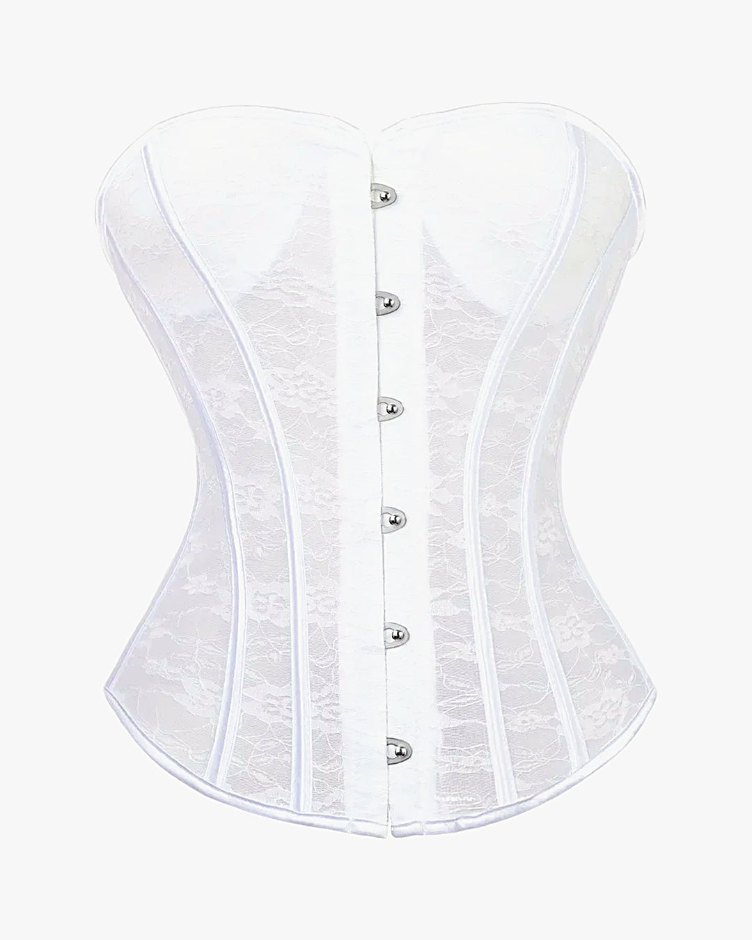 Corset lingerie blanc sur fond studio gris clair
