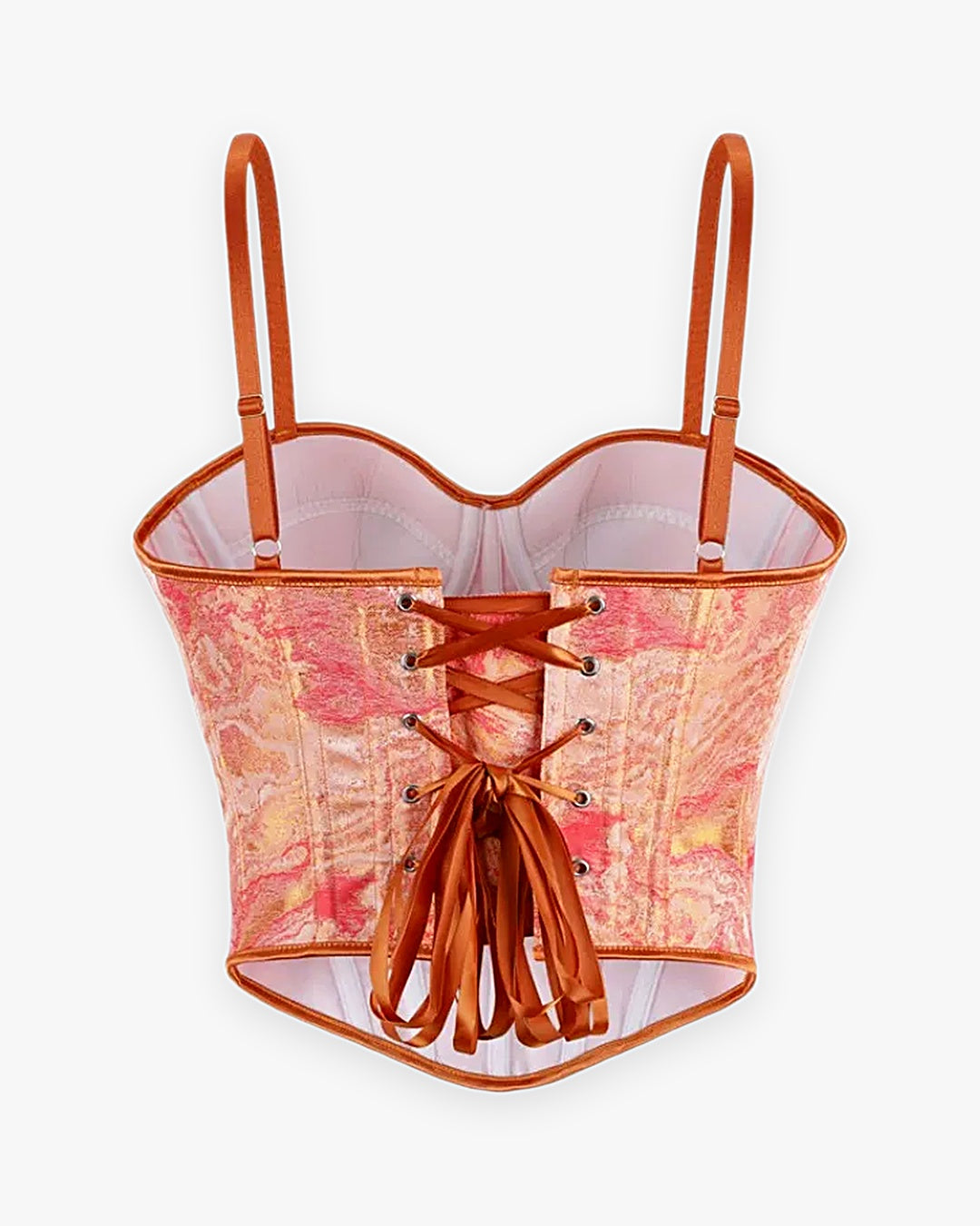 Zoom sur le détail du corset orange
