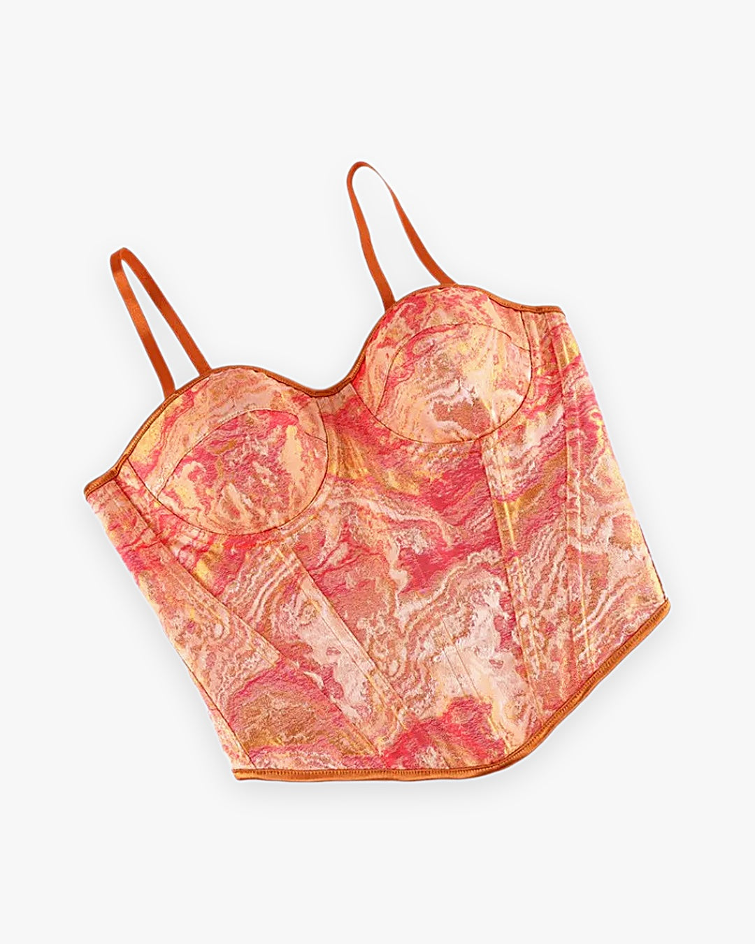 Zoom sur le détail du corset orange, vue 2