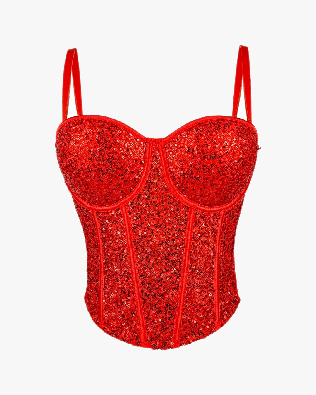 Corset paillette sur fond studio gris clair