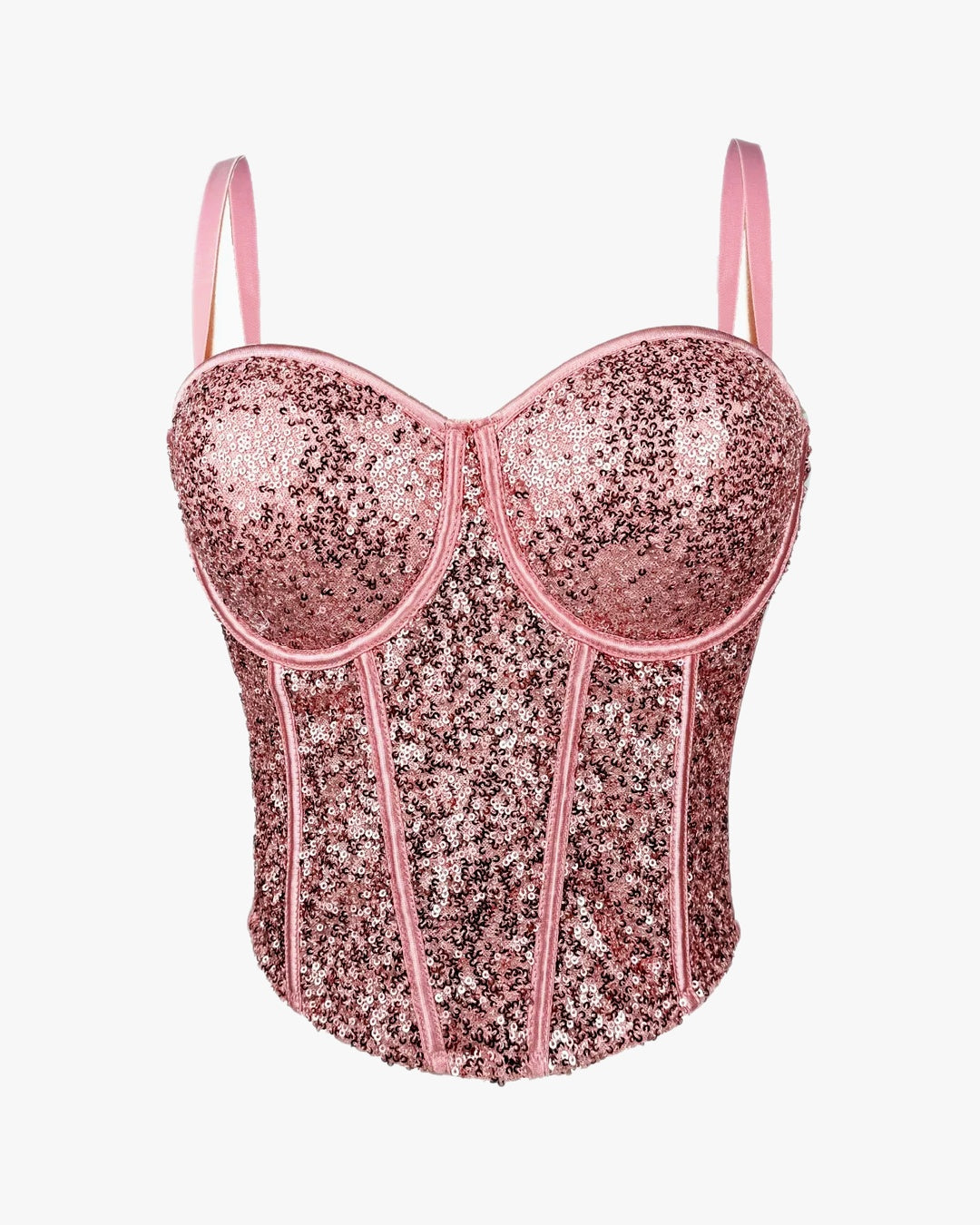 Corset paillette sur fond studio gris clair, vue 2