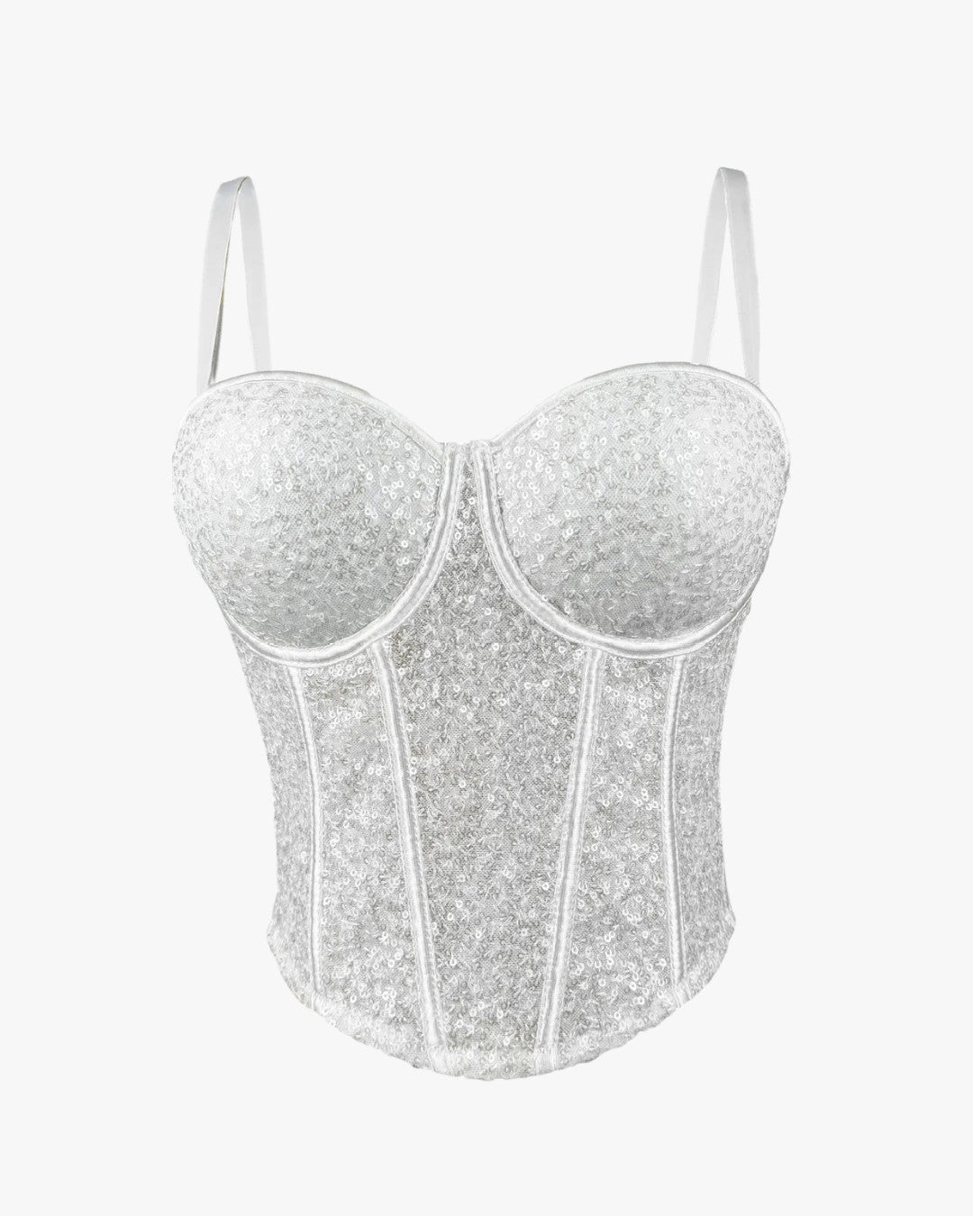 Corset paillette sur fond studio gris clair, vue 4