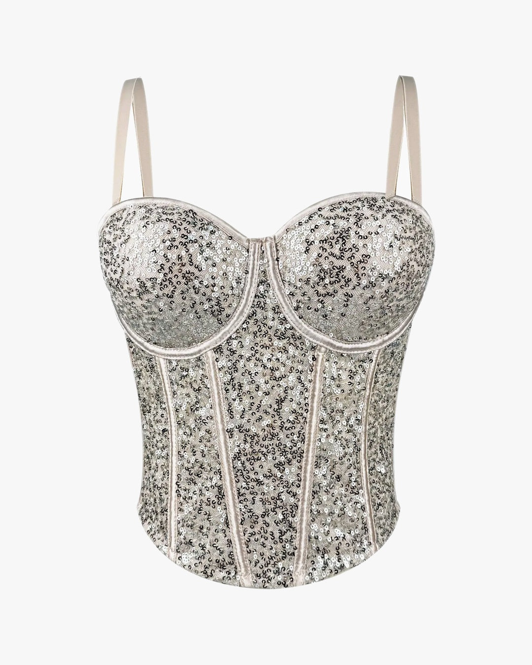 Corset paillette sur fond studio gris clair, vue 5