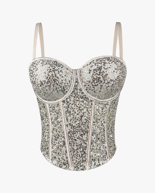 Corset paillette sur fond studio gris clair, vue 5