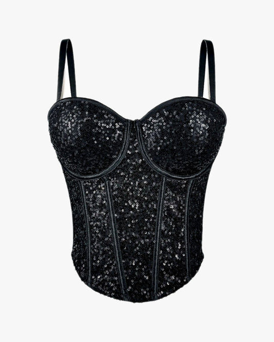 Corset paillette sur fond studio gris clair, vue 8